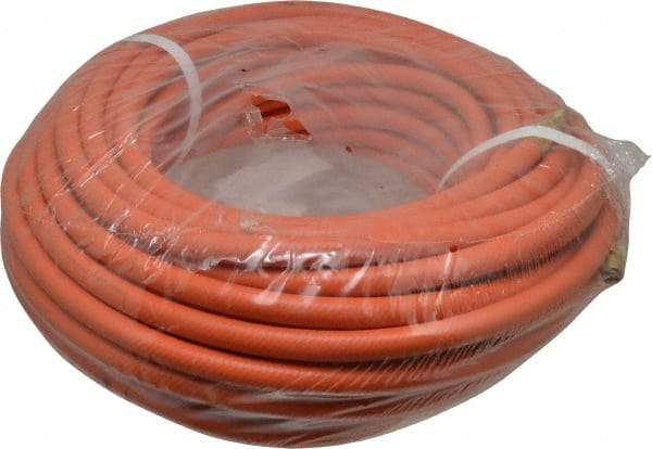 PRO-SOURCE - 3/8" ID x 19/32" OD 100' Long Multipurpose Air Hose - MNPT x MNPT Ends, 300 Working psi, 23 to 150°F, 1/4" Fitting, Orange - Americas Industrial Supply