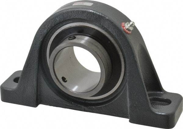 Browning - 2-7/16" ID, 9-1/2" OAL x 5-1/2" OAH Pillow Block - 8,150 Lb Static Cap, 11,789 Lb Dyn Cap, 7-13/32" Btw Mnt Hole Ctrs, 2-11/16" Base-to-Ctr Ht, Cast Iron - Americas Industrial Supply