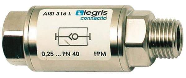 Legris - 3/8" Stainless Steel Check Valve - Unidirectional, Female BSPP x Male BSPP, 580 WOG - Americas Industrial Supply