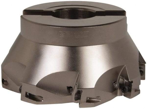 Seco - 8 Inserts, 5" Cut Diam, 1" Arbor Diam, 0.669" Max Depth of Cut, Indexable Square-Shoulder Face Mill - 0/90° Lead Angle, 2.48" High, XO.X 1806.. Insert Compatibility, Through Coolant, Series Power Turbo - Americas Industrial Supply