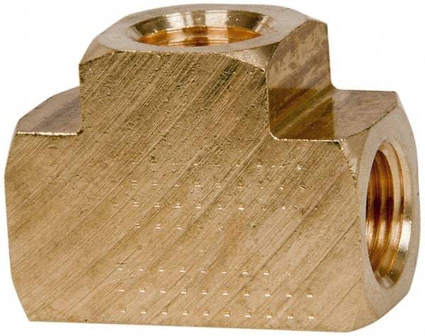Parker - 1/8 Female Thread, Brass Industrial Pipe Female Tee - FNPTF, 1,000 psi - Americas Industrial Supply