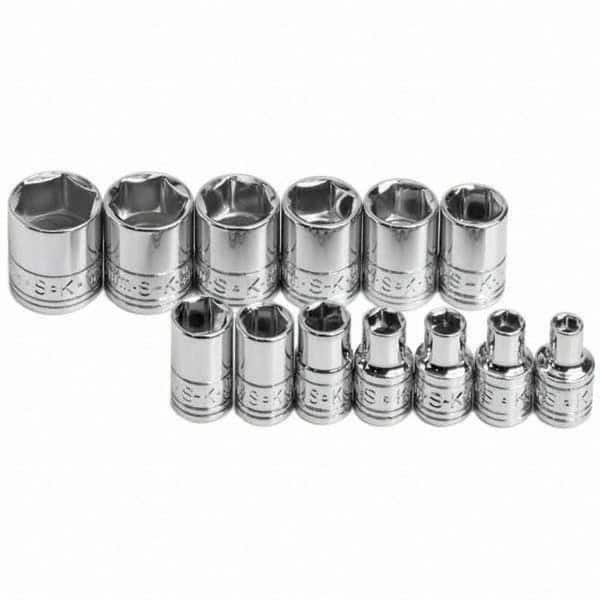 SK - 1/4" Drive Standard Socket Set - 4 to 15mm, Metric Measurement Standard - Americas Industrial Supply