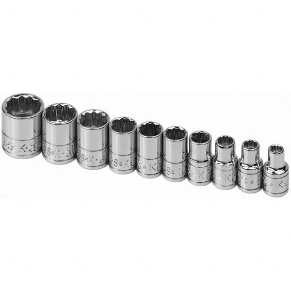 SK - 1/4" Drive Standard Socket Set - 3/16 to 9/16", Inch Measurement Standard - Americas Industrial Supply