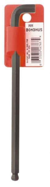 Bondhus - 8mm Hex, Short Arm, Ball End Hex Key - 6-11/16" OAL, Protanium High Torque Steel, Metric System of Measurement - Americas Industrial Supply