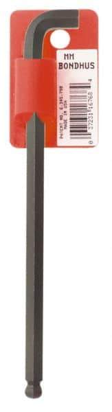 Bondhus - 10mm Hex, Short Arm, Ball End Hex Key - 7-49/64" OAL, Protanium High Torque Steel, Metric System of Measurement - Americas Industrial Supply