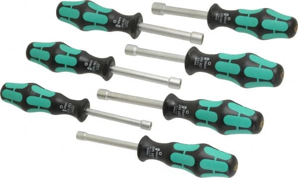 Wera - 7 Piece 3/16 to 1/2" Nutdriver Set - Hollow Shaft, Ergonomic Handle - Americas Industrial Supply
