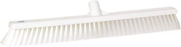 Vikan - 24" Fine Particle Synthetic Push Broom - 2" Bristle Length, Plastic Block, European Threaded Handle Connection - Americas Industrial Supply