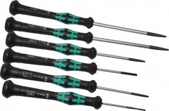 Wera - 6 Piece Slotted Screwdriver Set - Blade Sizes: Width Metric 1.5, 2, 2.5, 3, 3.5 & 4, Metric Length mm: 1.5mm x 40mm, 2mm x 40mm, 2.5mm x 50mm, 3mm x 50mm, 3.5mm x 80mm & 4mm x 80mm - Americas Industrial Supply