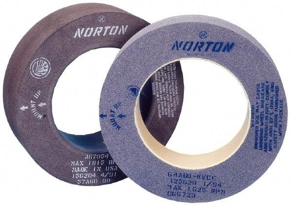 Norton - 8" Wide x 12" Diam, Type 7 Feed Wheel - 5" Hole Size, 80 Grit, Hardness R, 7-1/2" Diam x 2-1/2" Deep Recess, 7-1/2" Diam x 1-1/2" Deep Opposite Side Recess - Americas Industrial Supply