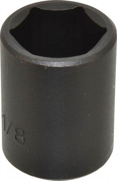 Proto - 1/2" Drive 1-1/8" Standard Impact Socket - 6 Points, 2" OAL - Americas Industrial Supply