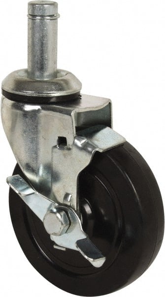 Value Collection - 5" Diam x 1-1/4" Wide x 6-15/32" OAH Stem Mount Swivel Caster with Brake - Americas Industrial Supply