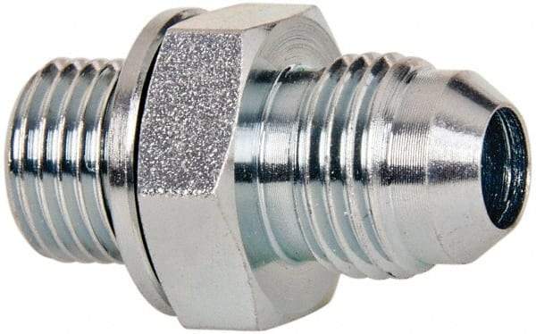 Voss - 9/16-18 x 1/4 Male Thread, Zinc Plated Carbon Steel Industrial Pipe Adapter - MJIC x MBSPP - Americas Industrial Supply