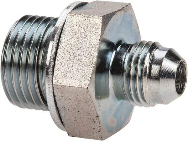 Voss - 9/16-18 x 1/2 Male Thread, Zinc Plated Carbon Steel Industrial Pipe Adapter - MJIC x MBSPP - Americas Industrial Supply