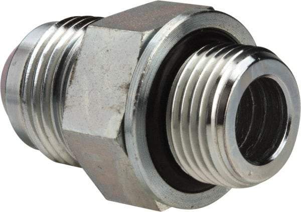 Voss - 3/4-16 x 3/8 Male Thread, Zinc Plated Carbon Steel Industrial Pipe Adapter - MJIC x MBSPP - Americas Industrial Supply
