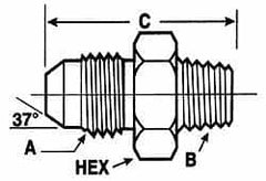 Voss - 3/4-16 x M18x1.5 Male Thread, Zinc Plated Carbon Steel Industrial Pipe Adapter - MJIC x Metric Tube Seat - Americas Industrial Supply