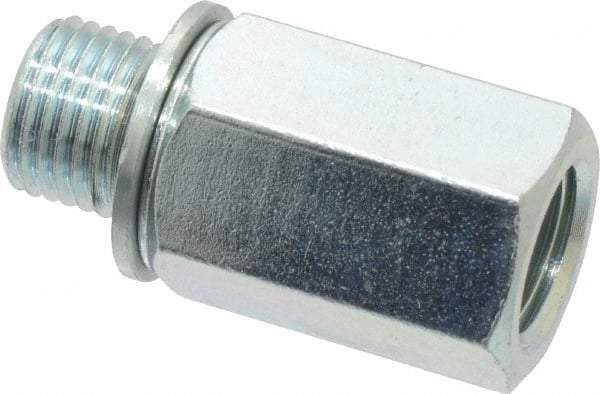 Voss - M10x1 Male Thread x 1/8 Female Thread, Zinc Plated Carbon Steel Industrial Pipe Adapter - Male Metric x FNPT - Americas Industrial Supply
