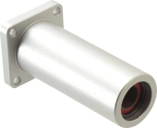 Pacific Bearing - 1/2" ID, 3-3/8" OAL x 1.63" OAH 4-Bolt Flange Mounted Bearing - 1,950 Lb Static Cap, 1-1/4" Btw Mnt Hole Ctrs, Aluminum - Americas Industrial Supply