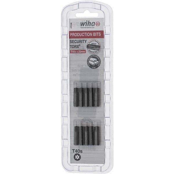 Wiha - 1/4" Drive T40 Tamperproof Torx Screwdriver Bit - 1" OAL, Tamper Resistant Bit - Americas Industrial Supply