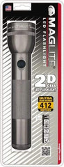 Mag-Lite - White LED Bulb, Industrial Tactical Flashlight - Gray Aluminum Body, Shock Resistant & Water Resistant, 2 D Batteries Not Included - Americas Industrial Supply