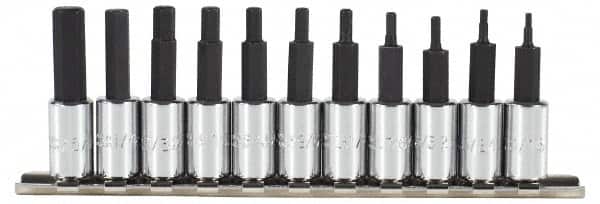 Proto - 11 Piece 1/4" Drive Inch Hex Bit Socket Set - 1/16 to 5/16" Hex - Americas Industrial Supply