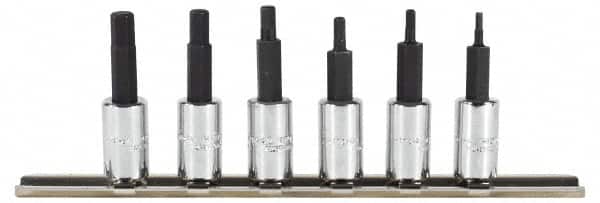 Proto - 6 Piece 1/4" Drive Metric Hex Bit Socket Set - 2 to 6mm Hex - Americas Industrial Supply