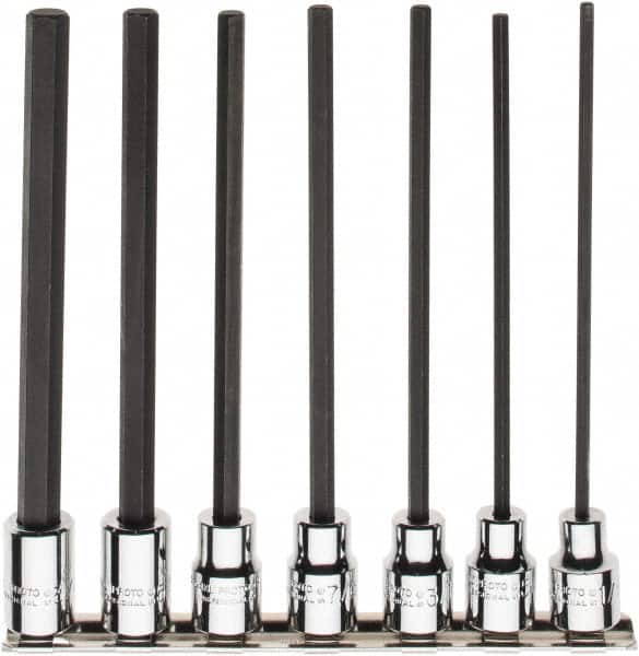 Proto - 7 Piece 3/8" Drive Inch Hex Bit Socket Set - 1/8 to 3/8" Hex - Americas Industrial Supply