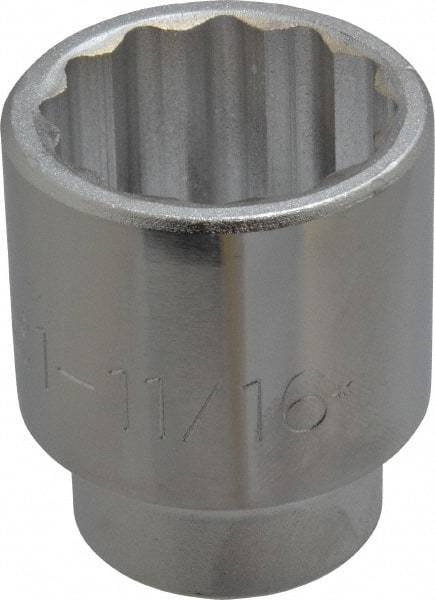 Proto - 1-11/16", 3/4" Drive, Standard Hand Socket - 12 Points, 2-3/4" OAL, Chrome Finish - Americas Industrial Supply