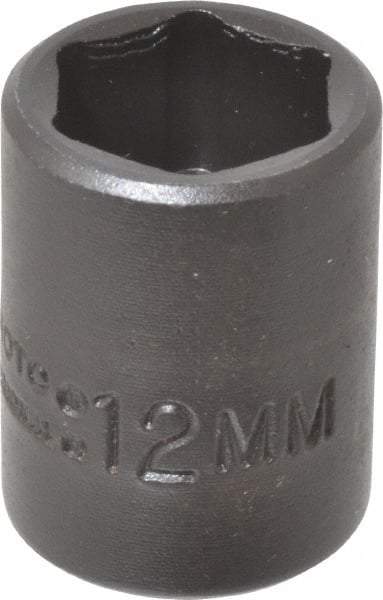 Proto - 1/4" Drive 12mm Standard Impact Socket - 6 Points, 7/8" OAL - Americas Industrial Supply
