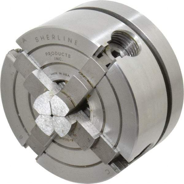 Sherline - 4 Jaws, 2.5" Diam, Independent Manual Lathe Chuck - 3/4-16" Spindle Mount - Americas Industrial Supply