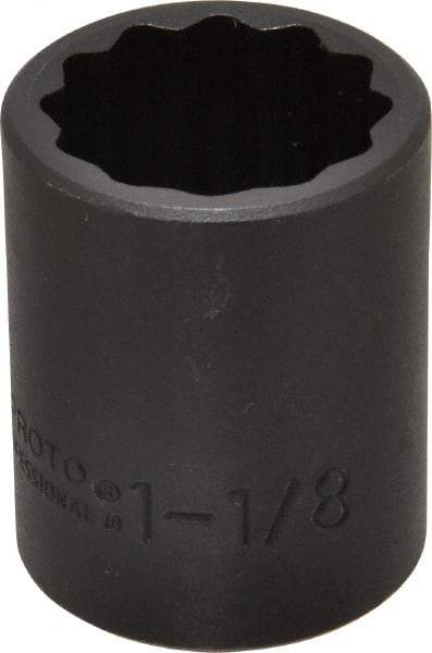 Proto - 1/2" Drive 1-1/8" Standard Impact Socket - 12 Points, 2" OAL - Americas Industrial Supply