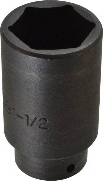Proto - 1/2" Drive 1-1/2" Deep Impact Socket - 6 Points, 3-1/2" OAL - Americas Industrial Supply