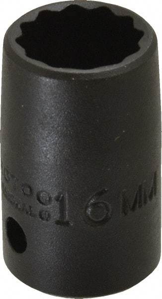 Proto - 1/2" Drive 16mm Standard Impact Socket - 12 Points, 1-1/2" OAL - Americas Industrial Supply