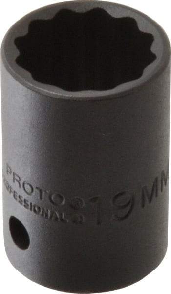 Proto - 1/2" Drive 19mm Standard Impact Socket - 12 Points, 1-1/2" OAL - Americas Industrial Supply