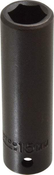 Proto - 1/2" Drive 15mm Deep Impact Socket - 6 Points, 3-1/4" OAL - Americas Industrial Supply