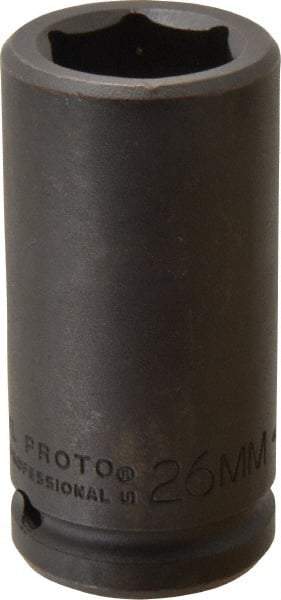 Proto - 3/4" Drive 26mm Deep Impact Socket - 6 Points, 3-1/4" OAL - Americas Industrial Supply