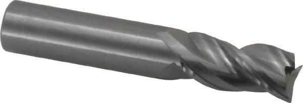 Kennametal - 5/8" Diam, 1-1/4" LOC, 3 Flute Solid Carbide Roughing & Finishing Square End Mill - Uncoated, 3-1/2" OAL, 5/8" Shank Diam, Straight Shank, 38° Helix, Centercutting, Regular Length - Americas Industrial Supply