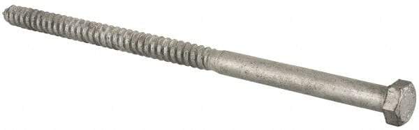 Value Collection - 1/2" Screw, 10" Length Under Head, Steel, Hex Head Lag Screw - Hot Dipped Galvanized, Grade 2 - Americas Industrial Supply