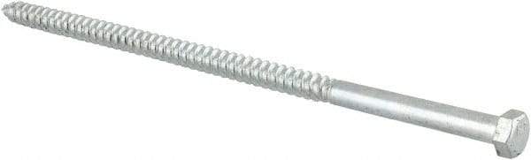 Value Collection - 3/8" Screw, 9" Length Under Head, Steel, Hex Head Lag Screw - Zinc Plated, Grade 2 - Americas Industrial Supply