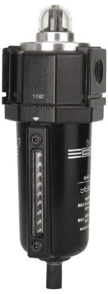 ARO/Ingersoll-Rand - 1/2" Port, 13.2" High x 4-3/4" Wide, FRL Filter with Metal Bowl & Manual Drain - 200 Max psi, 175°F Max, 2.8 oz Bowl Capacity - Americas Industrial Supply