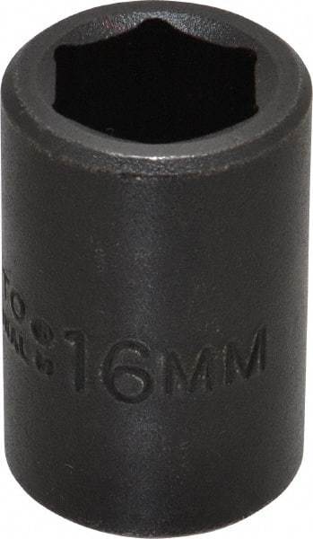 Proto - 1/2" Drive 16mm Standard Impact Socket - 6 Points, 1-1/2" OAL - Americas Industrial Supply