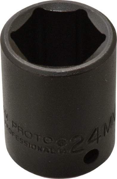 Proto - 1/2" Drive 24mm Standard Impact Socket - 6 Points, 1-39/64" OAL - Americas Industrial Supply