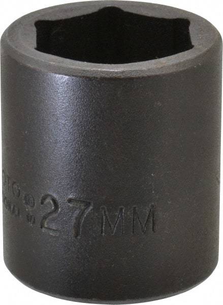 Proto - 1/2" Drive 27mm Standard Impact Socket - 6 Points, 2" OAL - Americas Industrial Supply