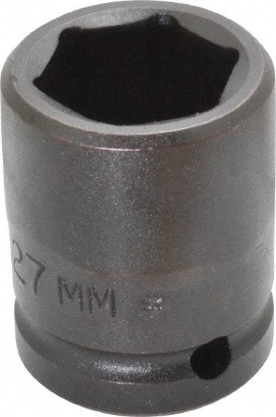 Proto - 3/4" Drive 27mm Standard Impact Socket - 6 Points, 2-3/64" OAL - Americas Industrial Supply