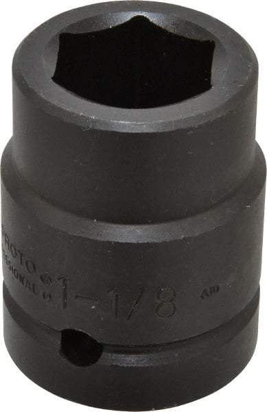 Proto - 1" Drive 1-1/8" Standard Impact Socket - 6 Points, 2-5/8" OAL - Americas Industrial Supply