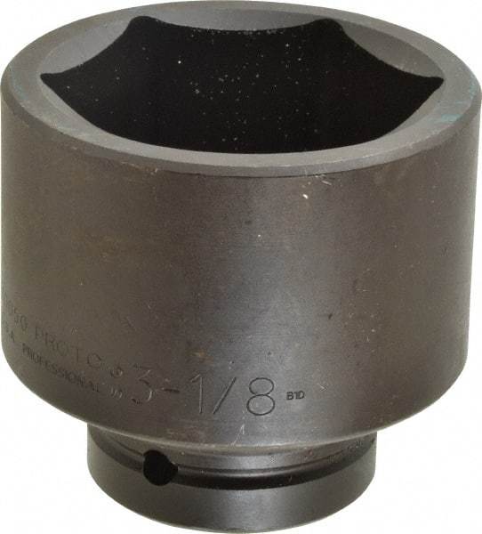 Proto - 1" Drive 3-1/8" Standard Impact Socket - 6 Points, 4-1/16" OAL - Americas Industrial Supply