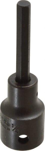 Proto - 1/2" Drive, 1/4" Impact Hex Bit Socket - 1-3/4" Bit Length, 3-1/4" OAL - Americas Industrial Supply