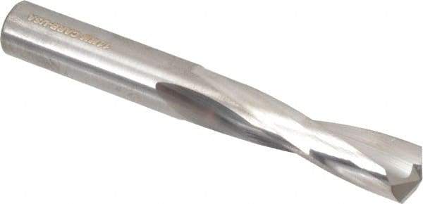 Atrax - 11mm 135° Spiral Flute Solid Carbide Screw Machine Drill Bit - Bright Finish, Right Hand Cut, 2" Flute Length, 3-3/8" OAL, Split Point, Straight Shank - Americas Industrial Supply
