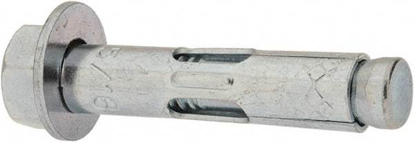 Red Head - 5/16" Diam, 5/16" Drill, 1-1/2" OAL, 2-3/4" Min Embedment Sleeve Concrete Anchor - Steel, Zinc-Plated Finish, Hex Nut Head, Hex Drive - Americas Industrial Supply