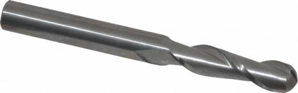 Atrax - 5/16" Diam, 1-1/8" LOC, 2 Flute Solid Carbide Ball End Mill - Uncoated, Single End, 3" OAL, 5/16" Shank Diam - Americas Industrial Supply