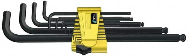 Wera - 13 Piece L-Key Combo Hex Key Set - Hex Range 0.05 to 3/8", 8-1/2" OAL, Alloy Steel - Americas Industrial Supply